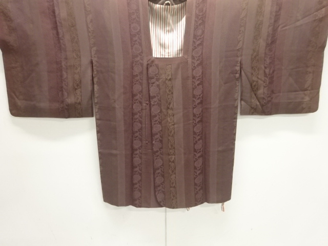 JAPANESE KIMONO / FLOWER ARABESQUE PATTERN WOVEN MICHIYUKI COAT